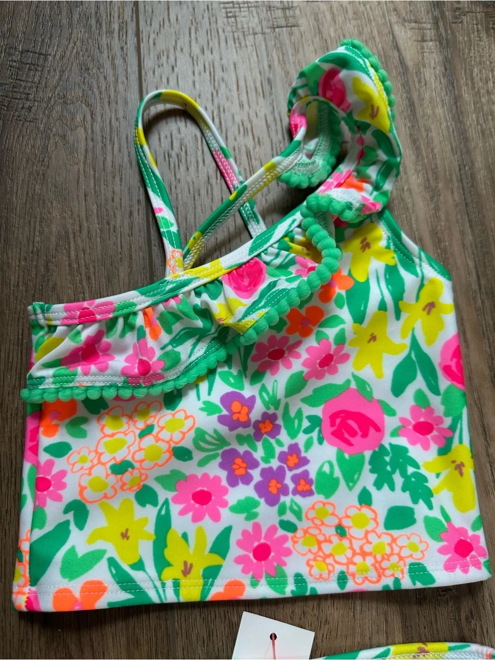 NWT! Cat & Jack Infant Girl’s Swimsuit, Bikini, 2pc, Floral, Neon, Summer, 12m